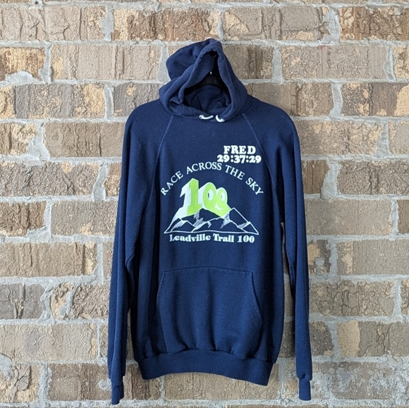 VTG 80s Hanes Leadville Trail 100 Race Across The Sky Finisher Hoodie Size XL - Picture 7 of 7